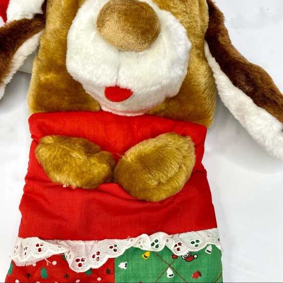 Vintage Smithy BASSET HOUND Dog Christmas Stocking Plush Quilted Patchwork 23” - Picture 6 of 12